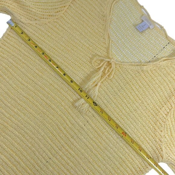 Chicos Canary Yellow Loose Open Knit Sweater - Picture 6 of 9